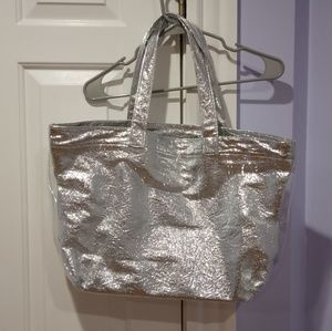 Glamorous silver tote bag